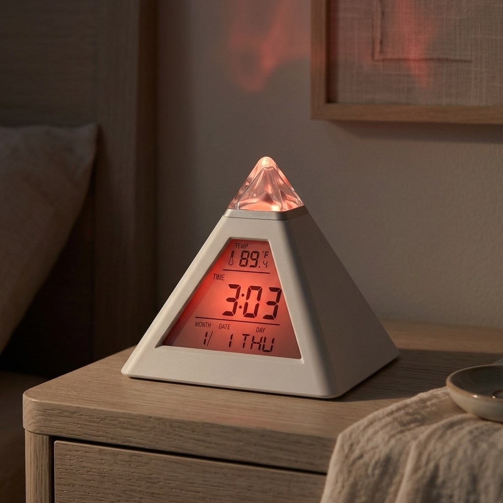 Budzik Cyfrowy Piramida LED z Termometrem | Mały