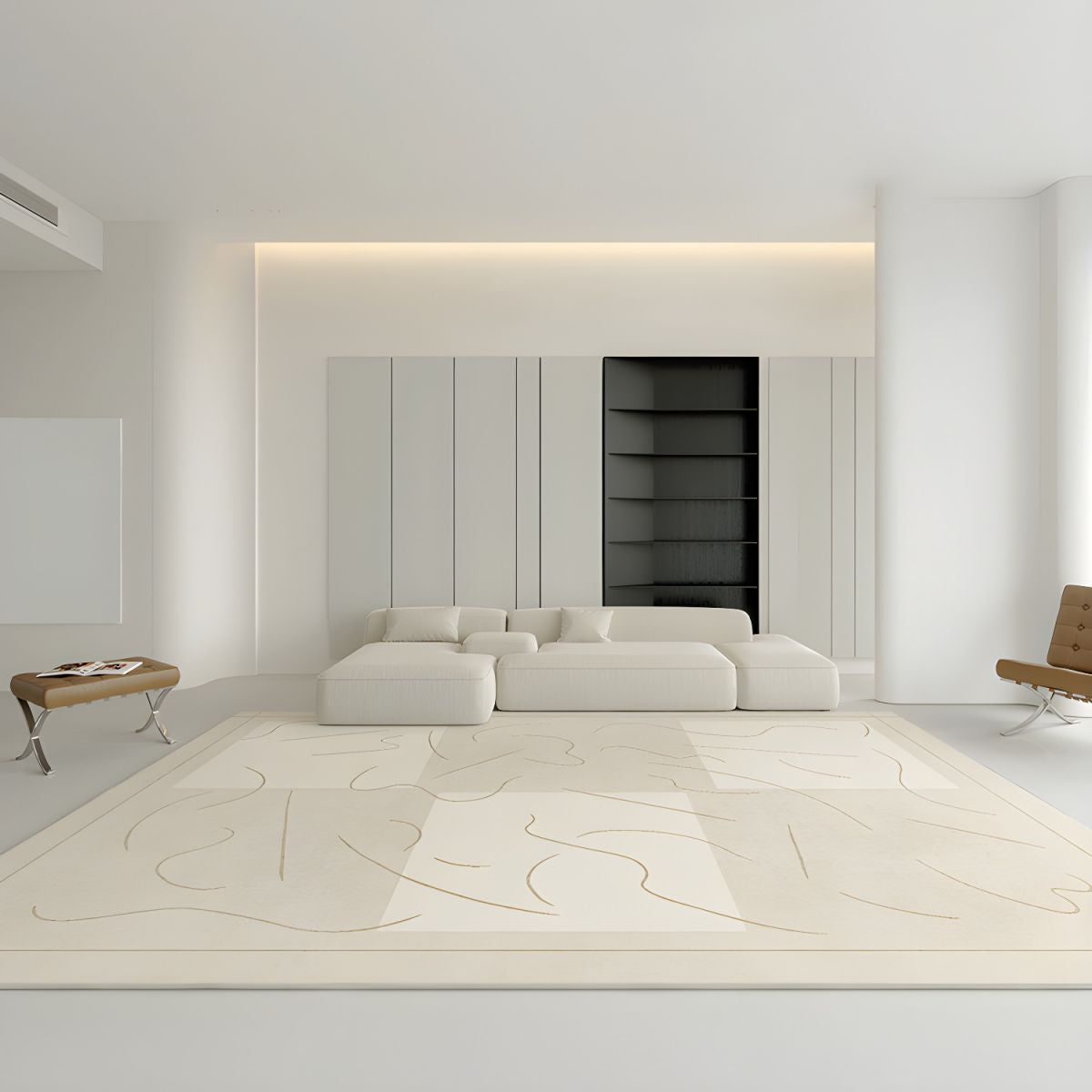 Dywany Beżowe Do Salonu Duże | Abstrakcyjny Wzór