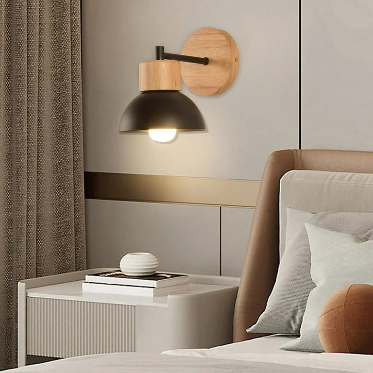 Kinkiet Drewniany Salon Sypialnia | Lampa Do Czytania