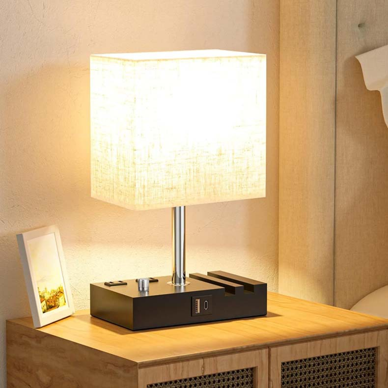 Lampa Do Sypialni Z USB I Organizerem | Sypialnia