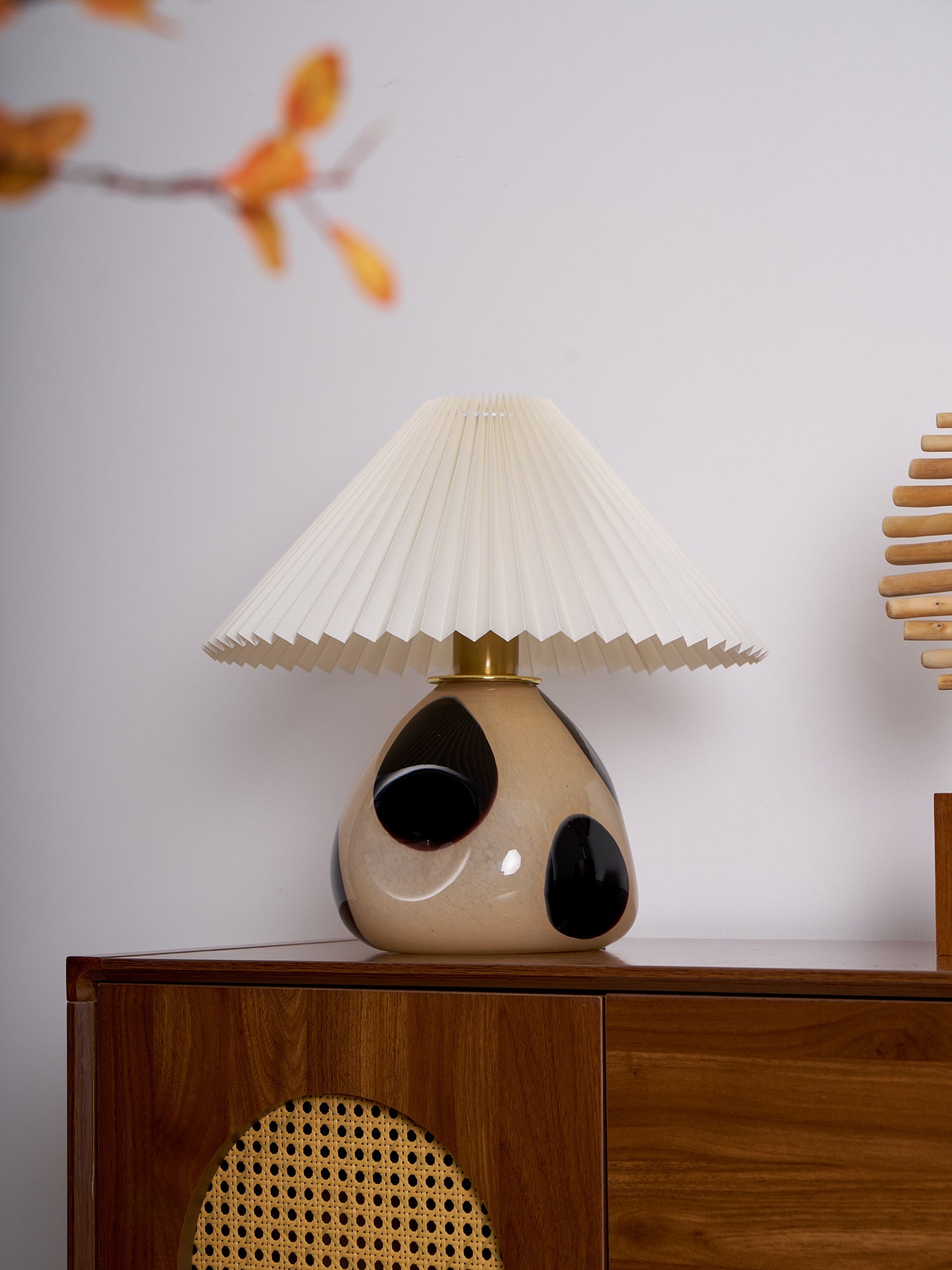 Lampa Nocna Do Sypialni Stołowa Abażur Plisowany | Retro