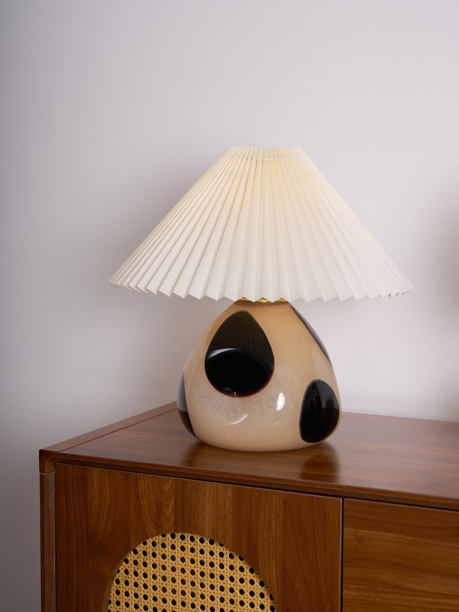 Lampa Nocna Do Sypialni Stołowa Abażur Plisowany | Retro