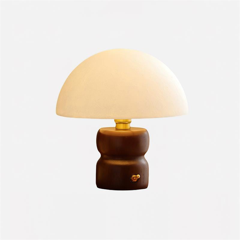 Lampa Nocna Do Sypialni Stołowa Drewniana | Grzybek