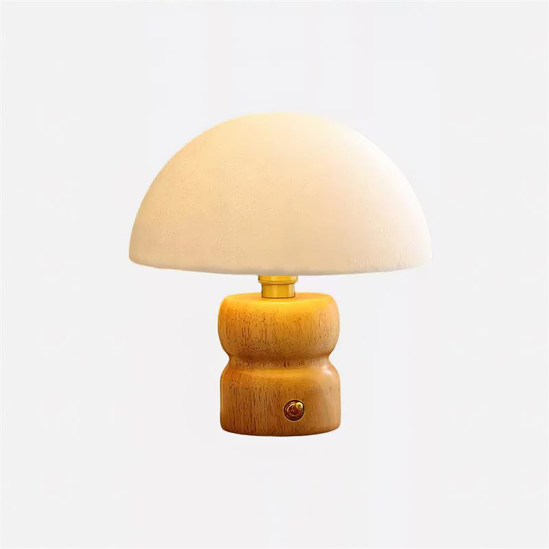 Lampa Nocna Do Sypialni Stołowa Drewniana | Grzybek