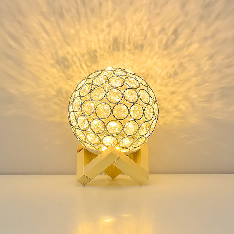 Lampa Nocna Kula Stołowa Szklana Do Sypialni | Kryształ