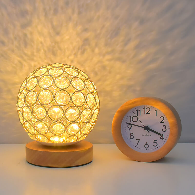 Lampa Nocna Kula Stołowa Szklana Do Sypialni | Kryształ