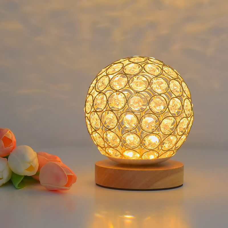 Lampa Nocna Kula Stołowa Szklana Do Sypialni | Kryształ