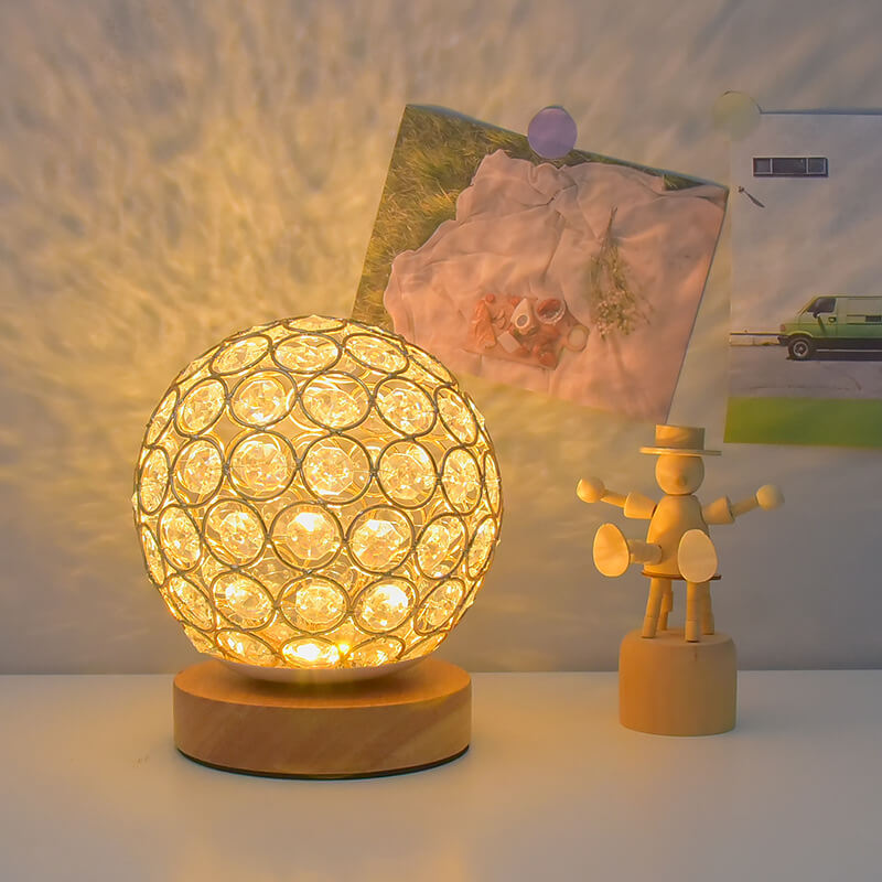 Lampa Nocna Kula Stołowa Szklana Do Sypialni | Kryształ