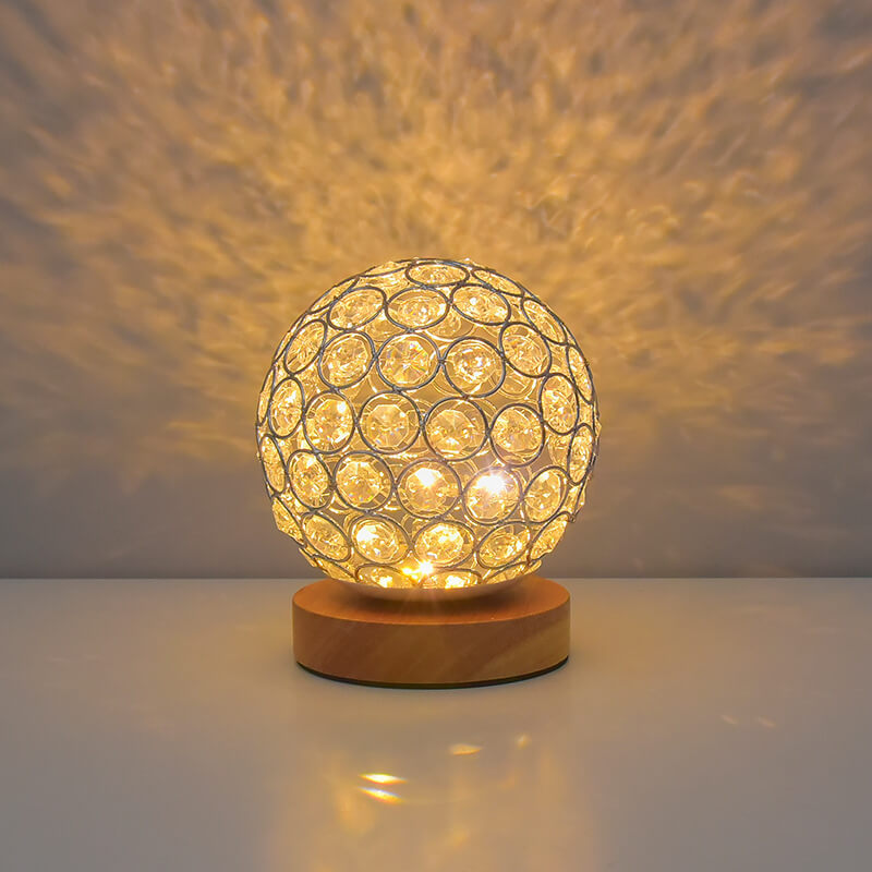 Lampa Nocna Kula Stołowa Szklana Do Sypialni | Kryształ