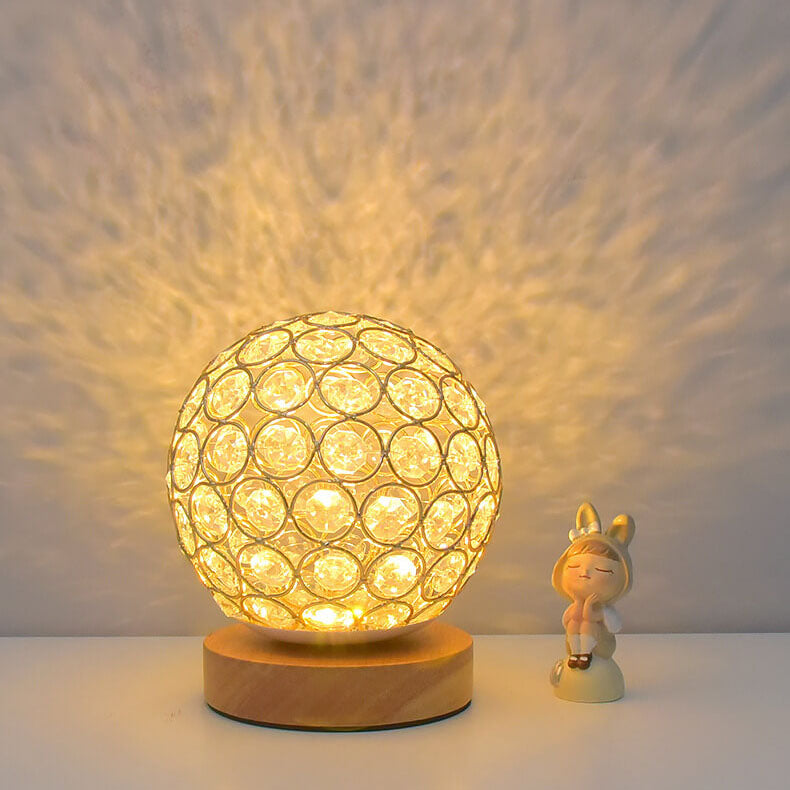 Lampa Nocna Kula Stołowa Szklana Do Sypialni | Kryształ