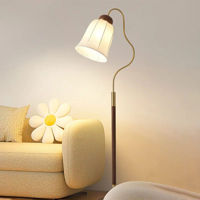 Lampa Stojąca Do Salonu | Zakrzywiona Forma Z Abażurem