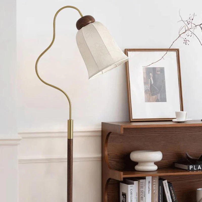 Lampa Stojąca Do Salonu | Zakrzywiona Forma Z Abażurem