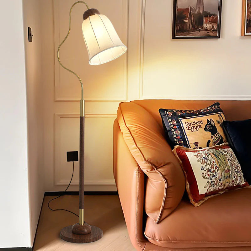 Lampa Stojąca Do Salonu | Zakrzywiona Forma Z Abażurem