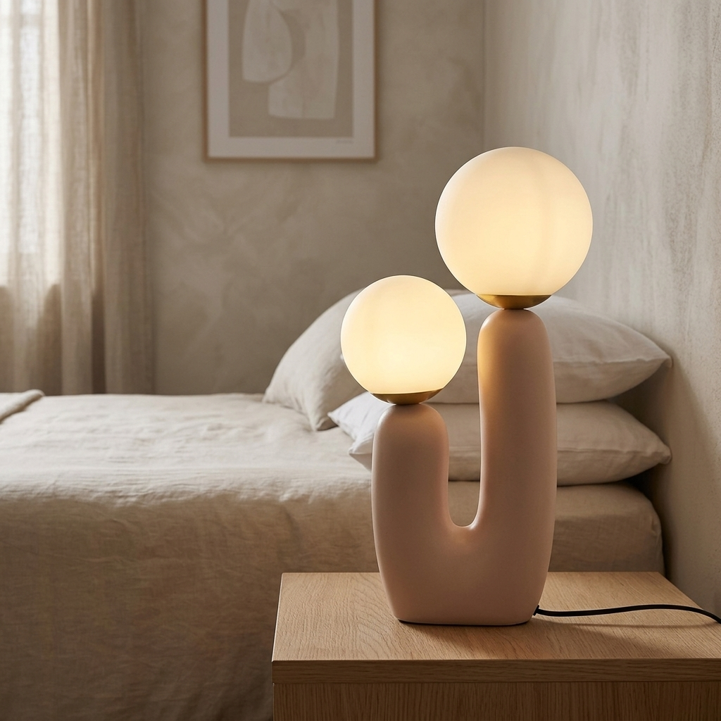 Lampa Stołowa Dwupunktowa do Salonu | Kulista