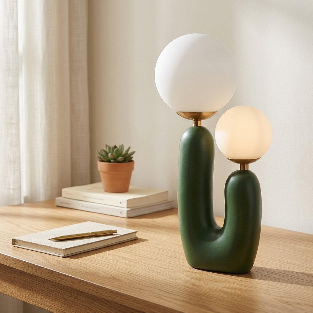 Lampa Stołowa Dwupunktowa do Salonu | Kulista