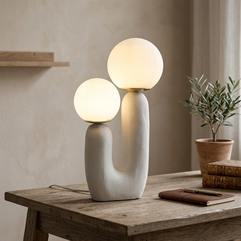 Lampa Stołowa Dwupunktowa do Salonu | Kulista