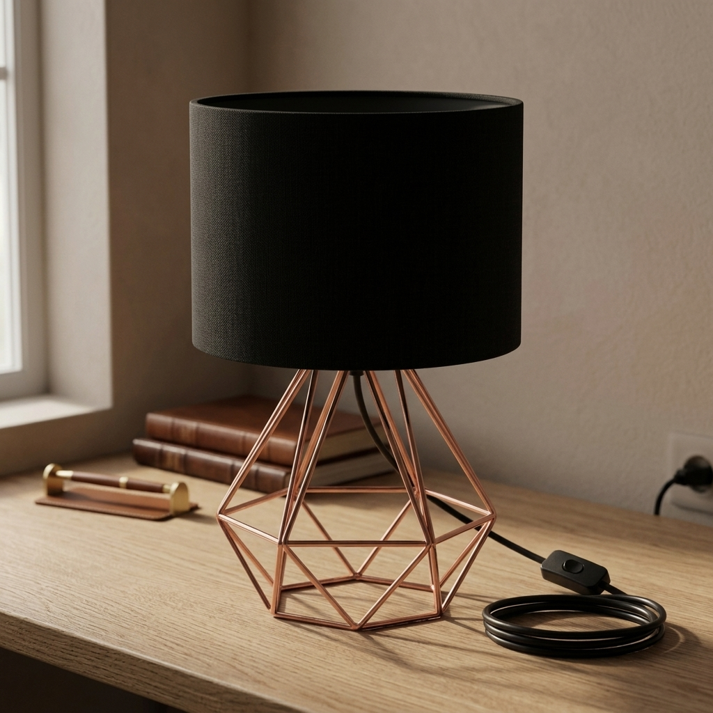 Lampa Stołowa Geometryczna Sypialnia Salon | Druciana