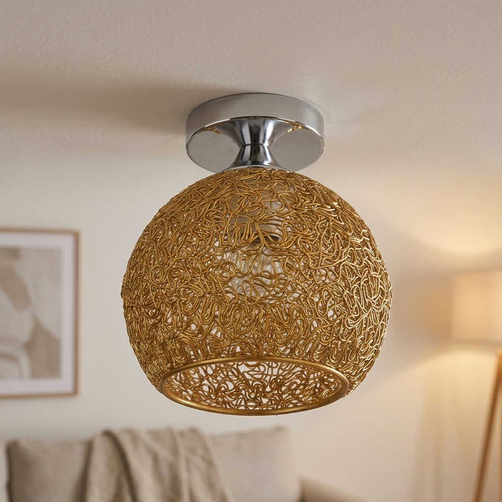 Lampa Sufitowa Ażurowa Kulista do Salonu | Plafon