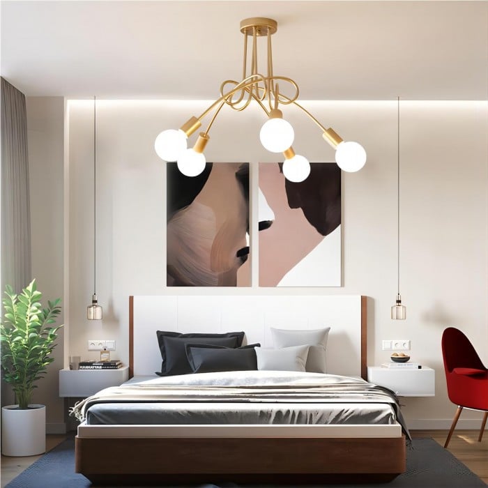 Lampa Sufitowa Do Salonu Z Wieloramienną Konstrukcją | Nowoczesna