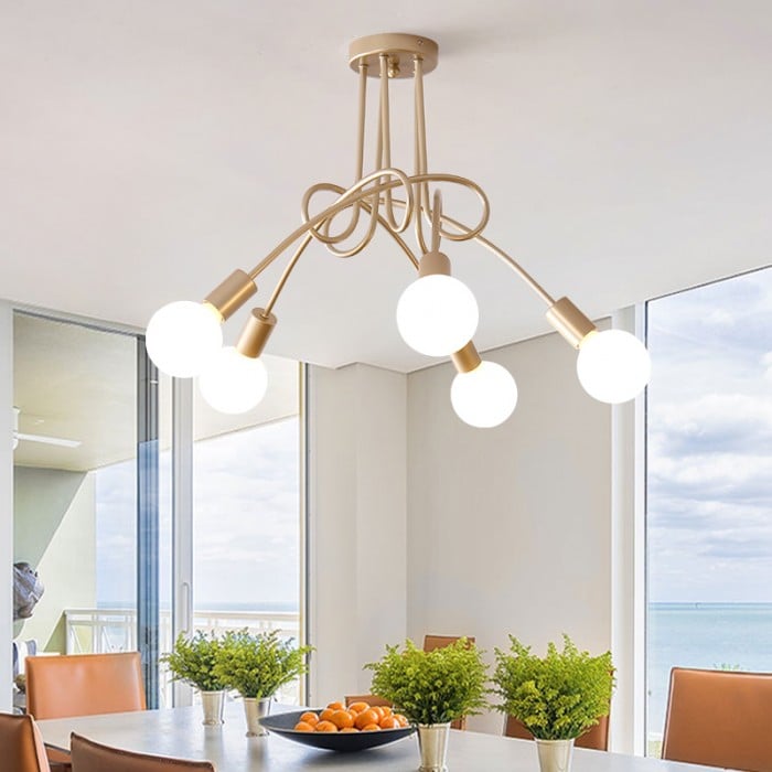 Lampa Sufitowa Do Salonu Z Wieloramienną Konstrukcją | Nowoczesna