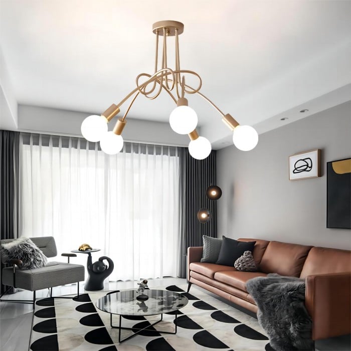 Lampa Sufitowa Do Salonu Z Wieloramienną Konstrukcją | Nowoczesna