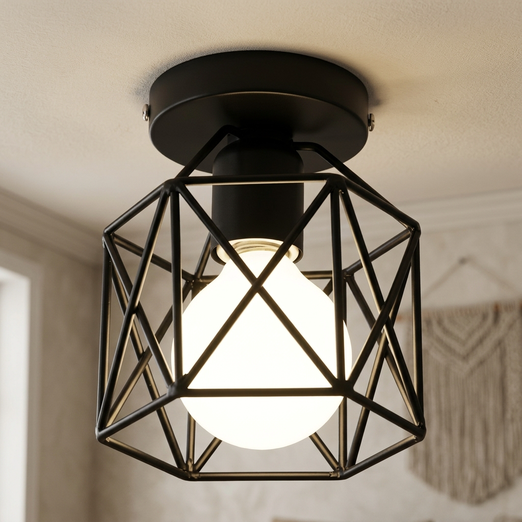 Lampa Sufitowa Druciana Geometryczna | Plafon