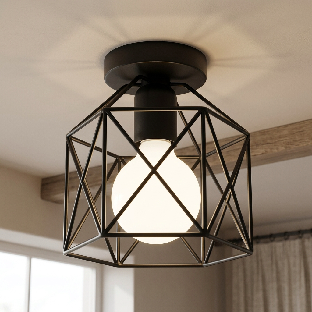 Lampa Sufitowa Druciana Geometryczna | Plafon