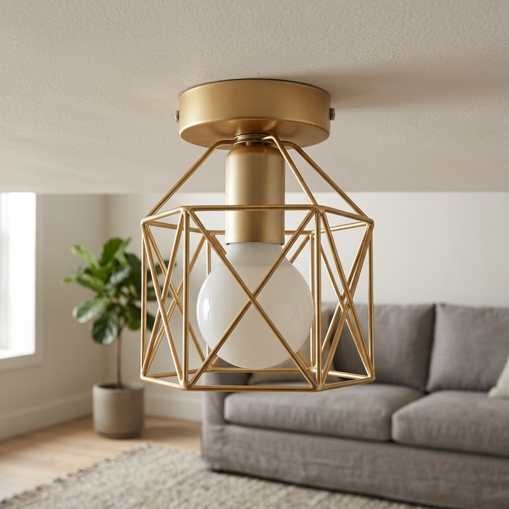 Lampa Sufitowa Druciana Geometryczna | Plafon