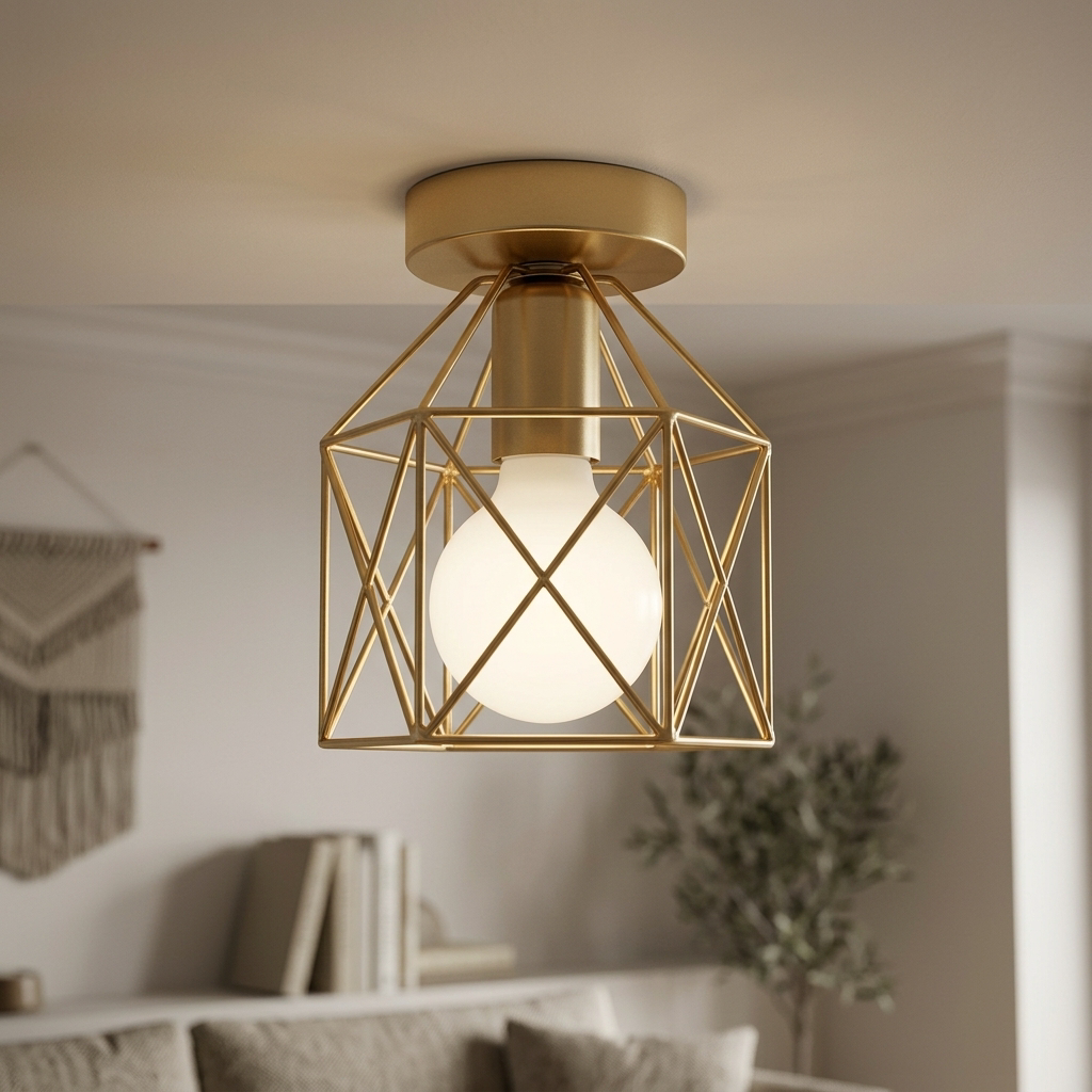 Lampa Sufitowa Druciana Geometryczna | Plafon