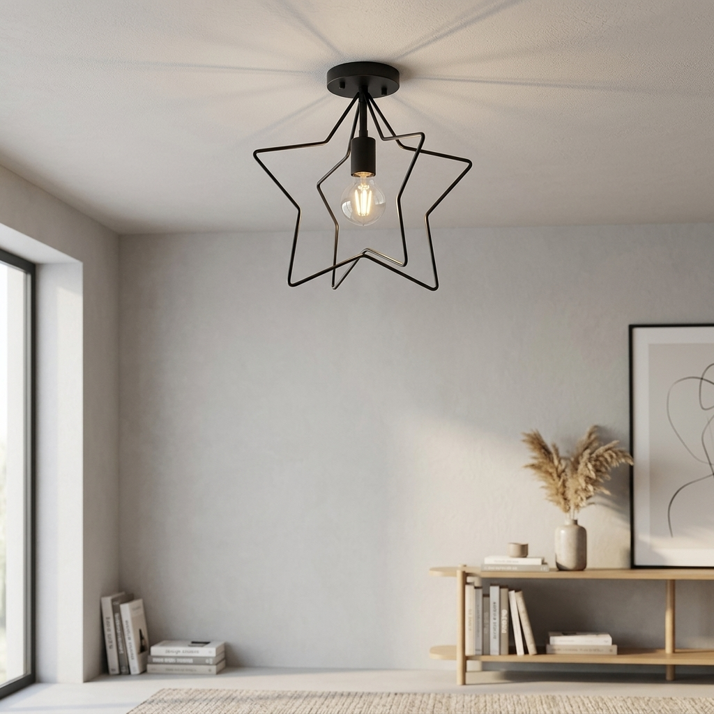 Lampa Sufitowa Gwiazdka Dekoracyjna do Salonu | Plafon