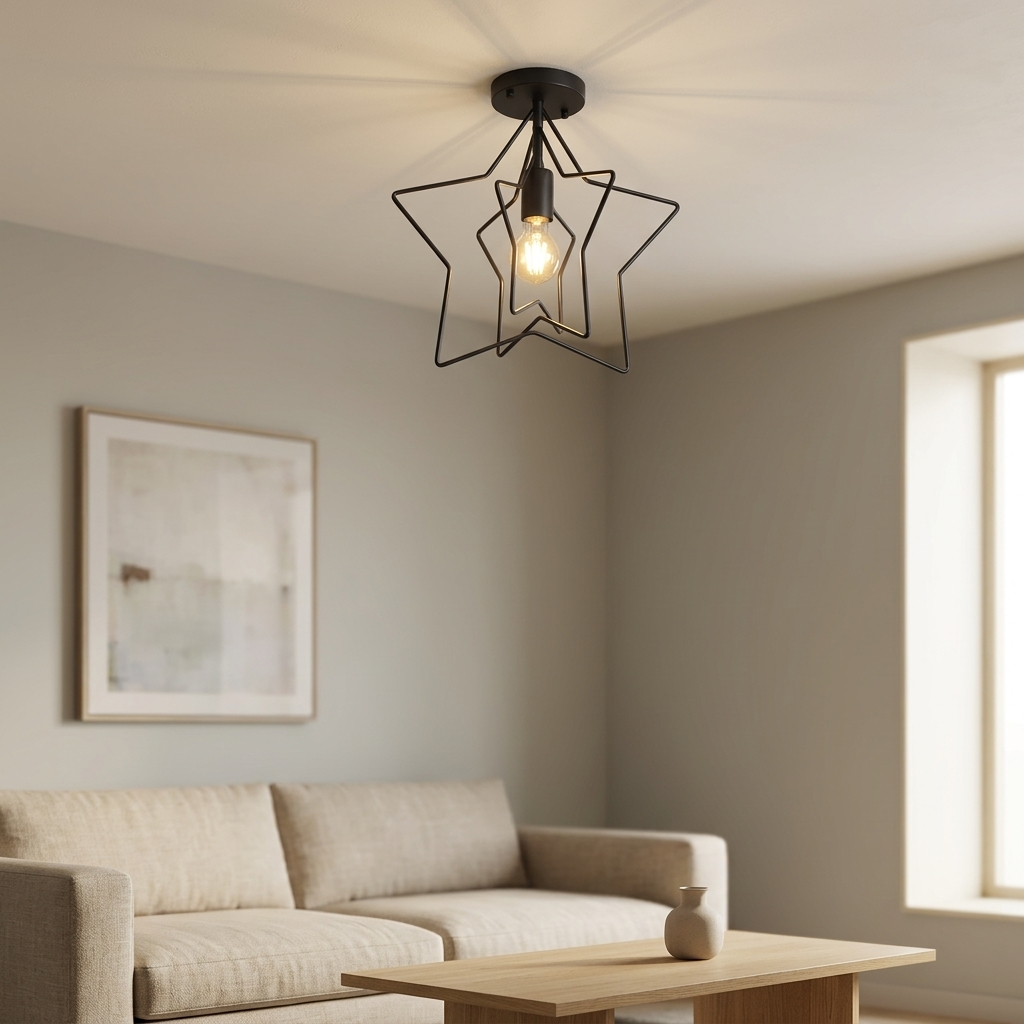Lampa Sufitowa Gwiazdka Dekoracyjna do Salonu | Plafon