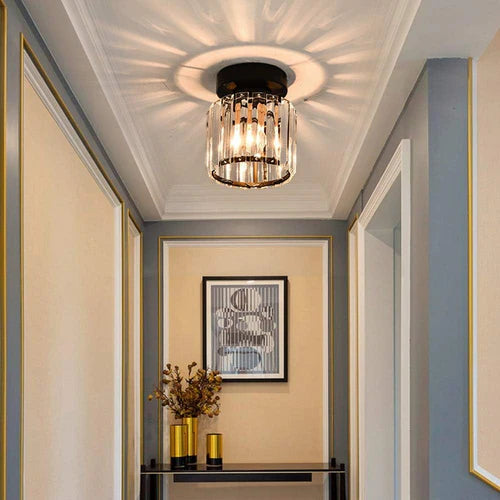Lampa Sufitowa Kryształowa Do Salonu | Żelazo Szkło
