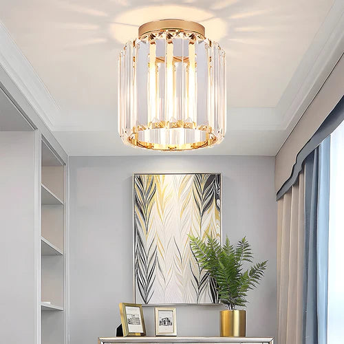 Lampa Sufitowa Kryształowa Do Salonu | Żelazo Szkło
