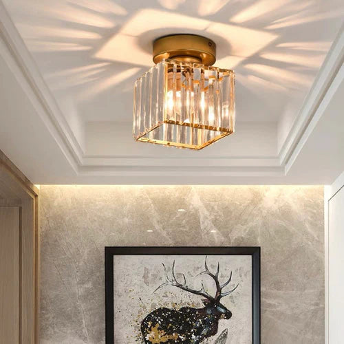 Lampa Sufitowa Kryształowa Do Salonu | Żelazo Szkło
