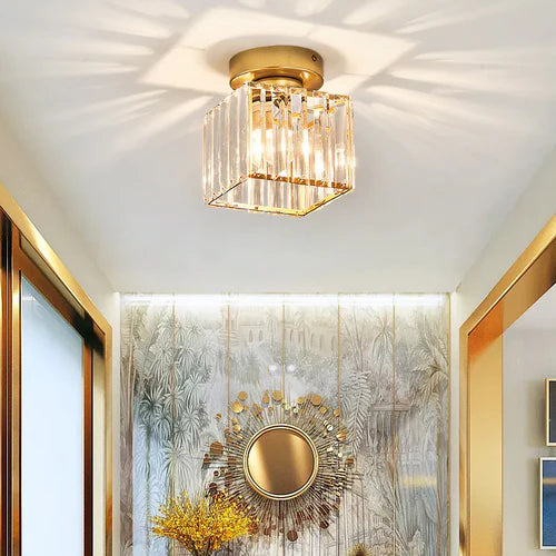 Lampa Sufitowa Kryształowa Do Salonu | Żelazo Szkło