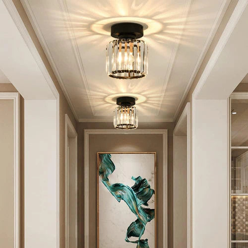 Lampa Sufitowa Kryształowa Do Salonu | Żelazo Szkło
