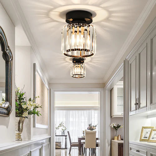 Lampa Sufitowa Kryształowa Do Salonu | Żelazo Szkło