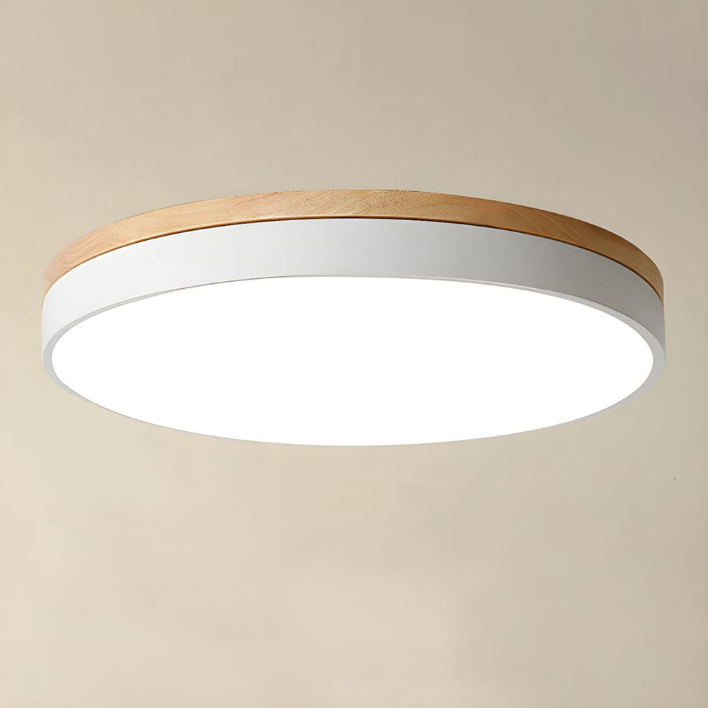 Lampa Sufitowa LED z Drewnianą Ramą do Salonu i Sypialni | Okrągła