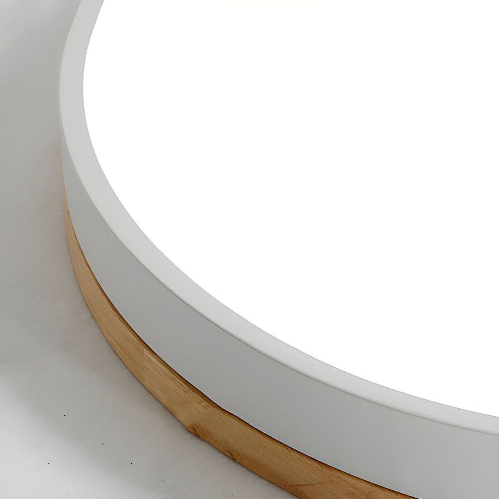Lampa Sufitowa LED z Drewnianą Ramą do Salonu i Sypialni | Okrągła