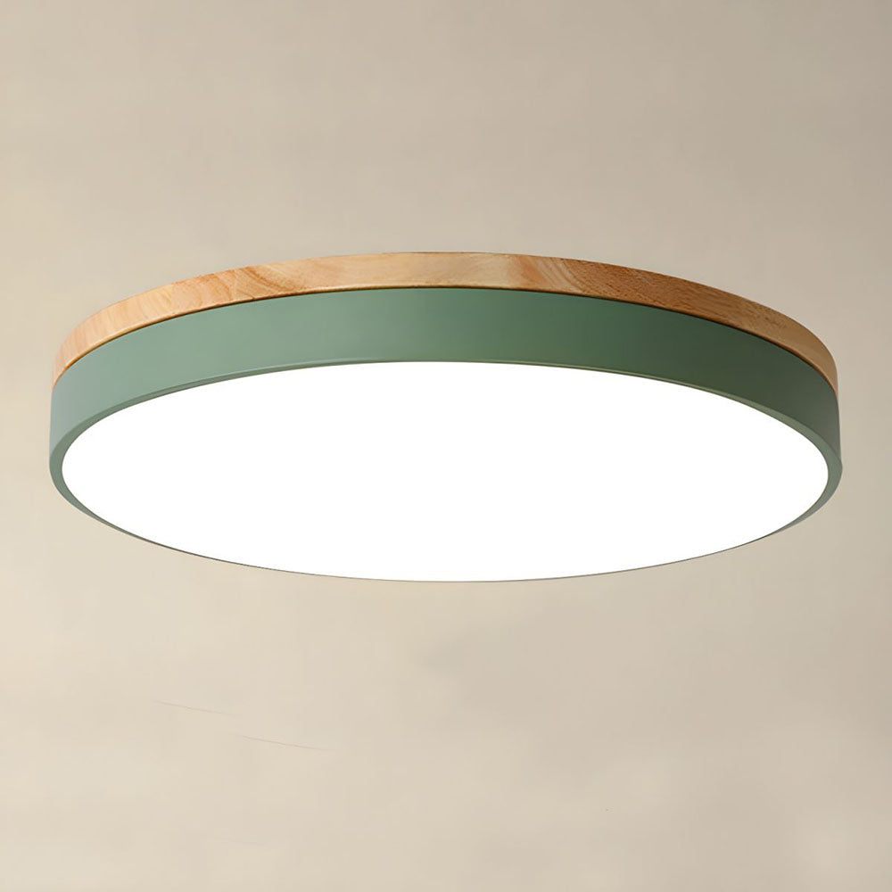 Lampa Sufitowa LED z Drewnianą Ramą do Salonu i Sypialni | Okrągła