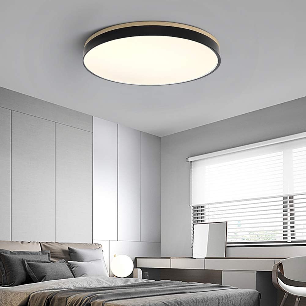 Lampa Sufitowa LED z Drewnianą Ramą do Salonu i Sypialni | Okrągła