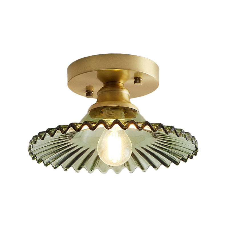 Lampa Sufitowa Szklana z Mosiężną Oprawą Do Kuchni i Salonu | Retro