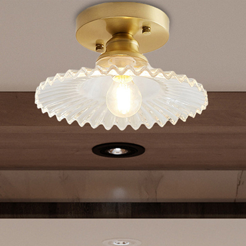 Lampa Sufitowa Szklana z Mosiężną Oprawą Do Kuchni i Salonu | Retro