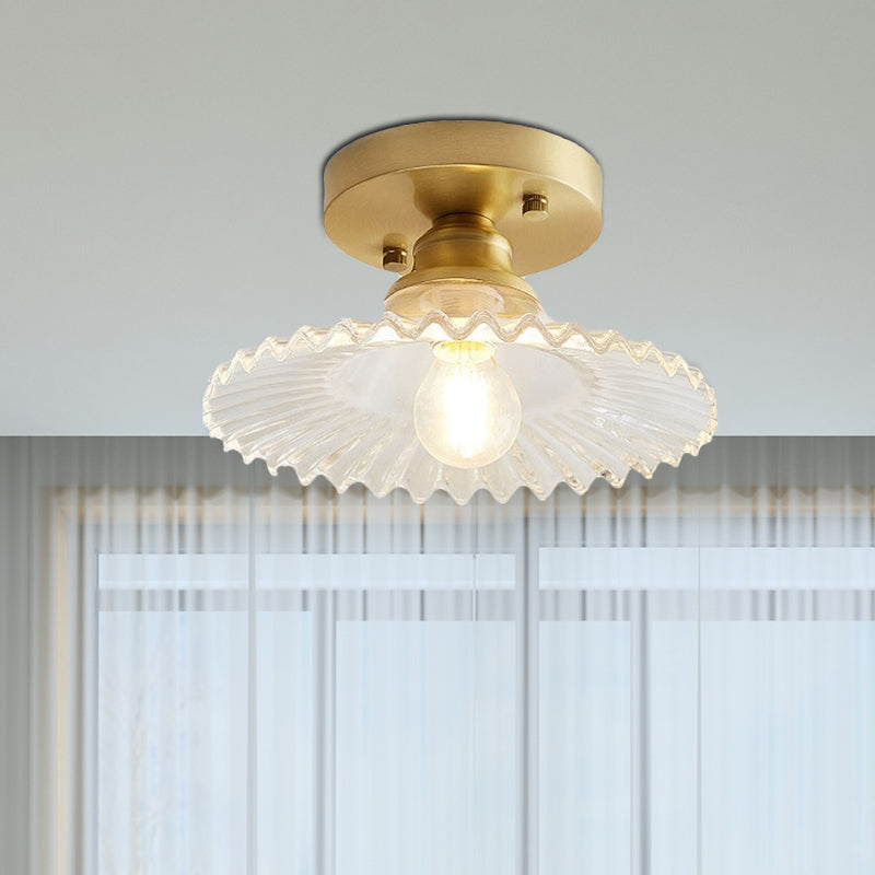 Lampa Sufitowa Szklana z Mosiężną Oprawą Do Kuchni i Salonu | Retro