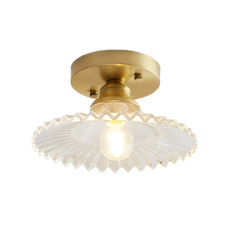 Lampa Sufitowa Szklana z Mosiężną Oprawą Do Kuchni i Salonu | Retro