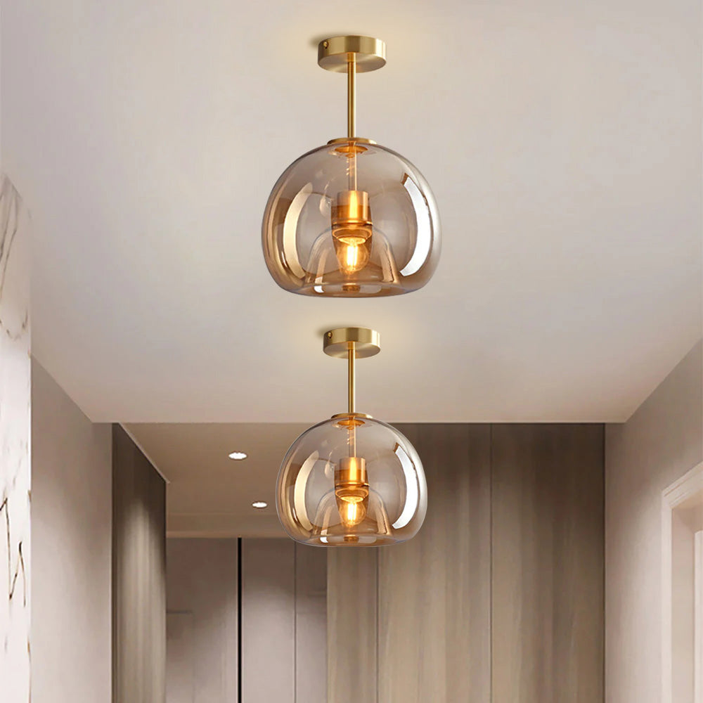 Lampa Sufitowa Szklana z żelazną Oprawą do Przedpokoju i Salonu | Nowoczesna