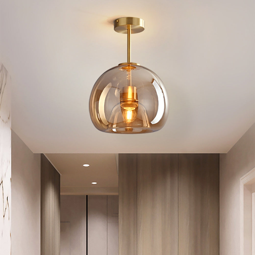 Lampa Sufitowa Szklana z żelazną Oprawą do Przedpokoju i Salonu | Nowoczesna