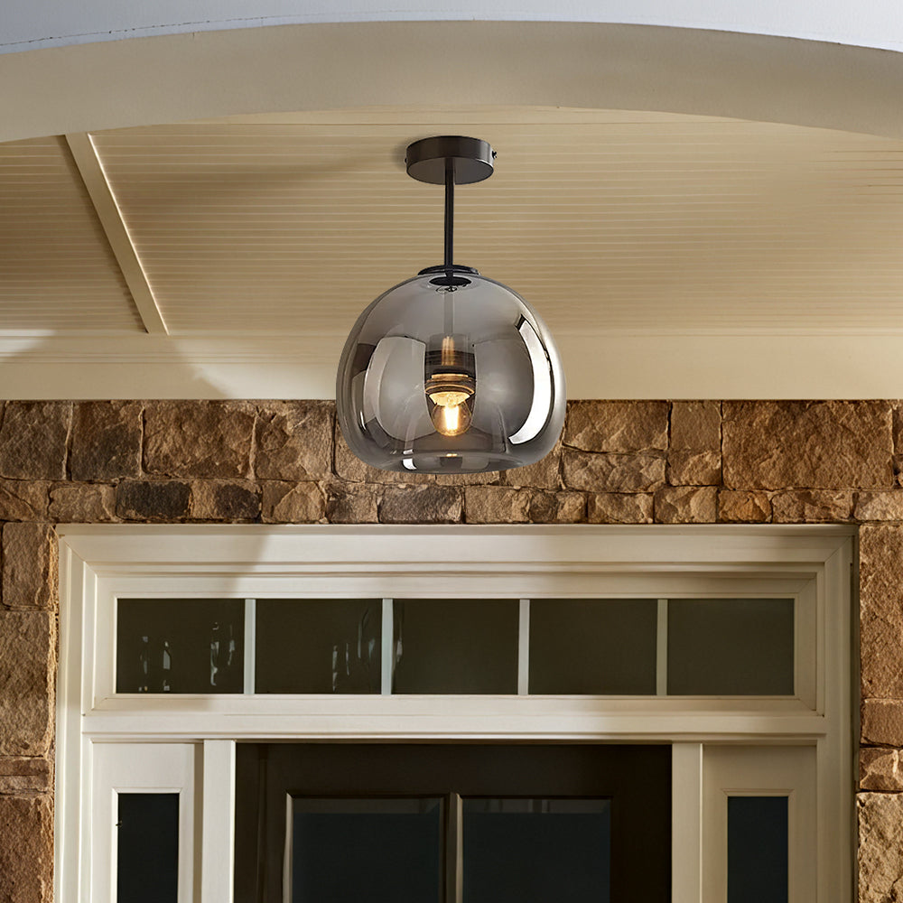 Lampa Sufitowa Szklana z żelazną Oprawą do Przedpokoju i Salonu | Nowoczesna