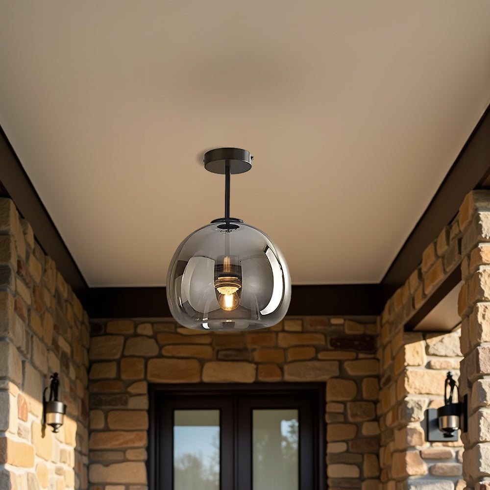 Lampa Sufitowa Szklana z żelazną Oprawą do Przedpokoju i Salonu | Nowoczesna