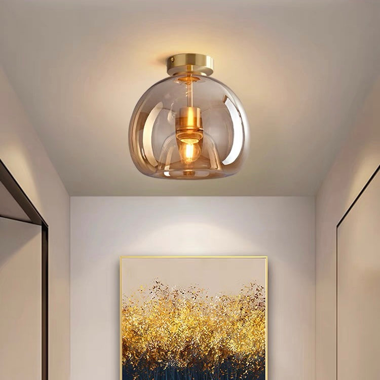 Lampa Sufitowa Szklana z żelazną Oprawą do Przedpokoju i Salonu | Nowoczesna
